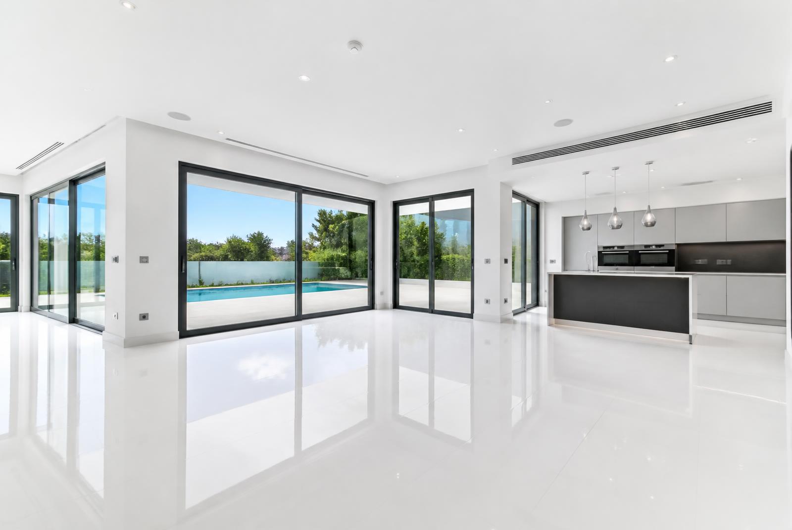 Immaculate open-plan interior of a newly completed luxury home